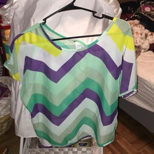 Colorful crop top with an open back